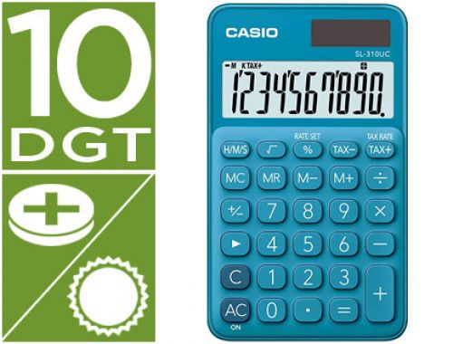 Calculadora casio sl-310uc-bu bolso 10 digitos tax +/- tecla duplo zero cor azul , Casio , 155204 , 4549526620898